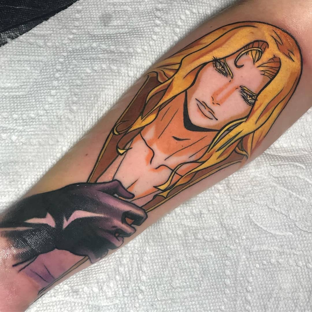 Blonde Alucard tattoo