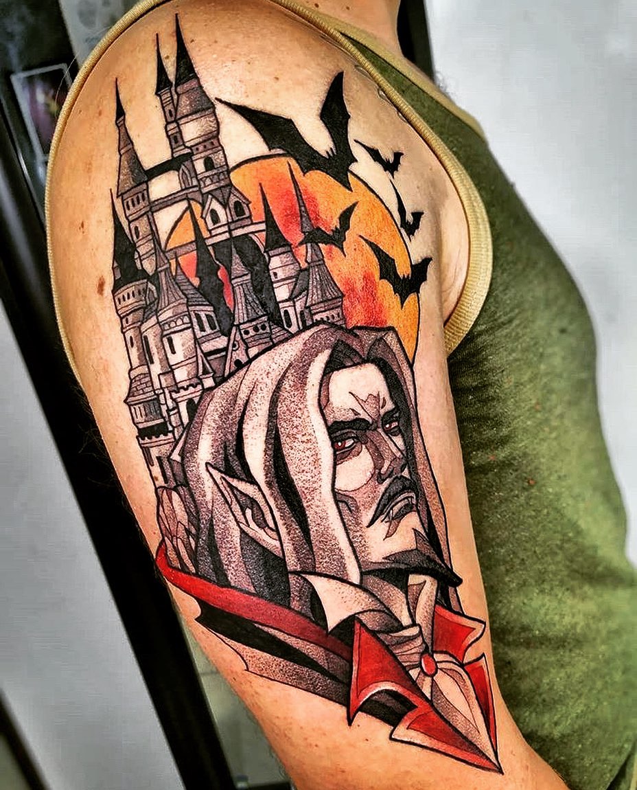 Tattoo of Dracula from Castlevania.