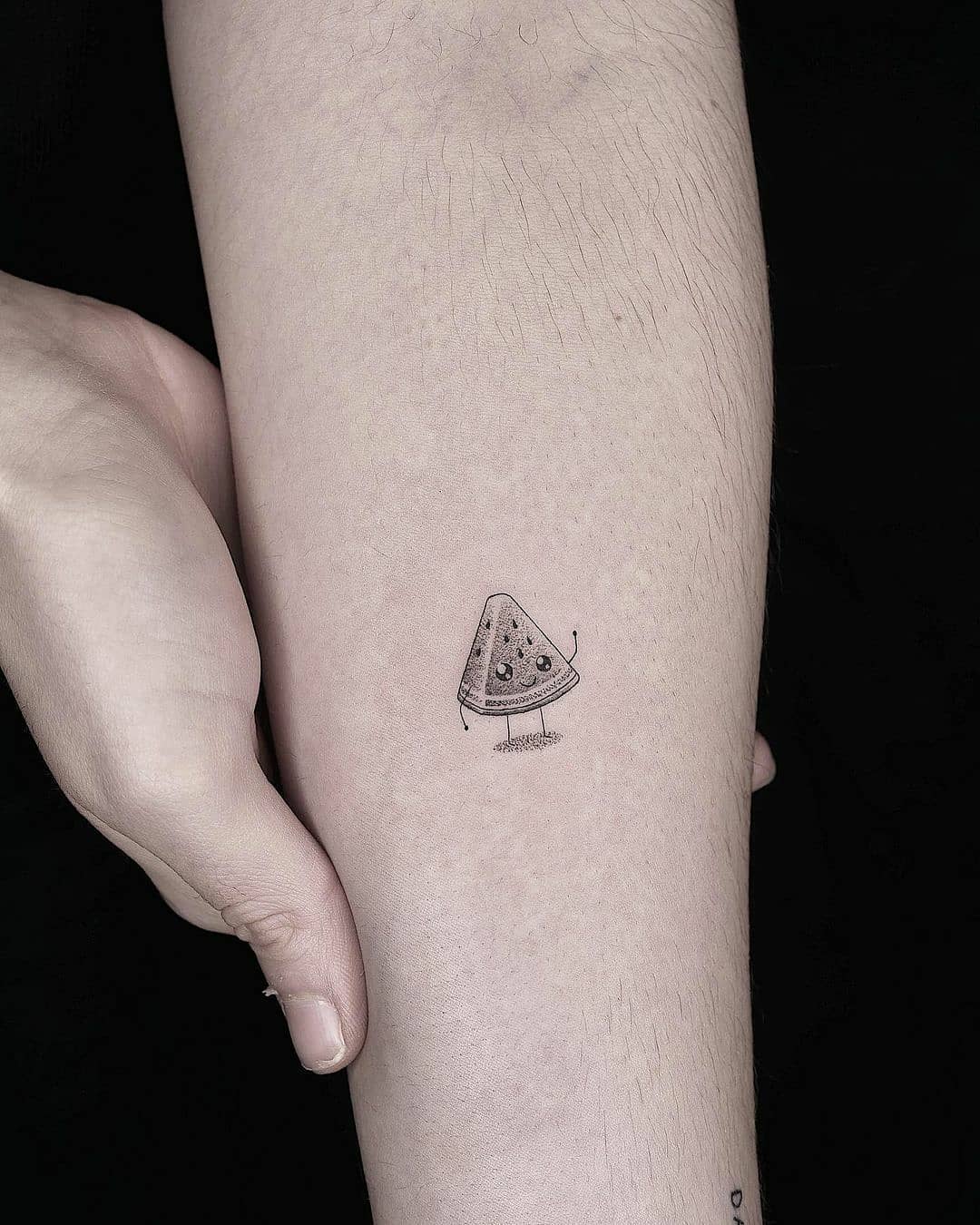 Black and white cute watermelon tattoo by @tattoosdelicados