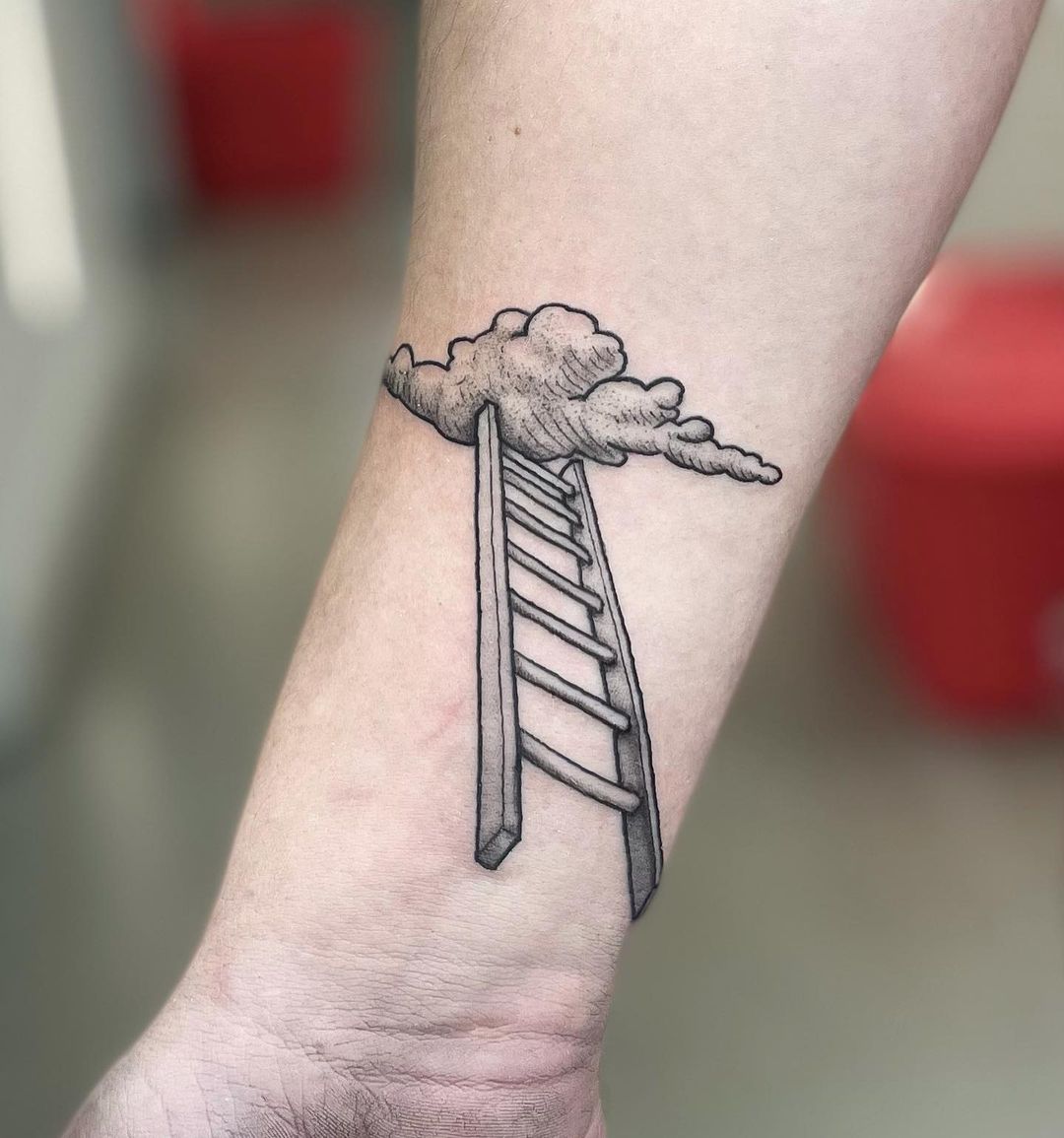 Ladder to cloud tattoo.