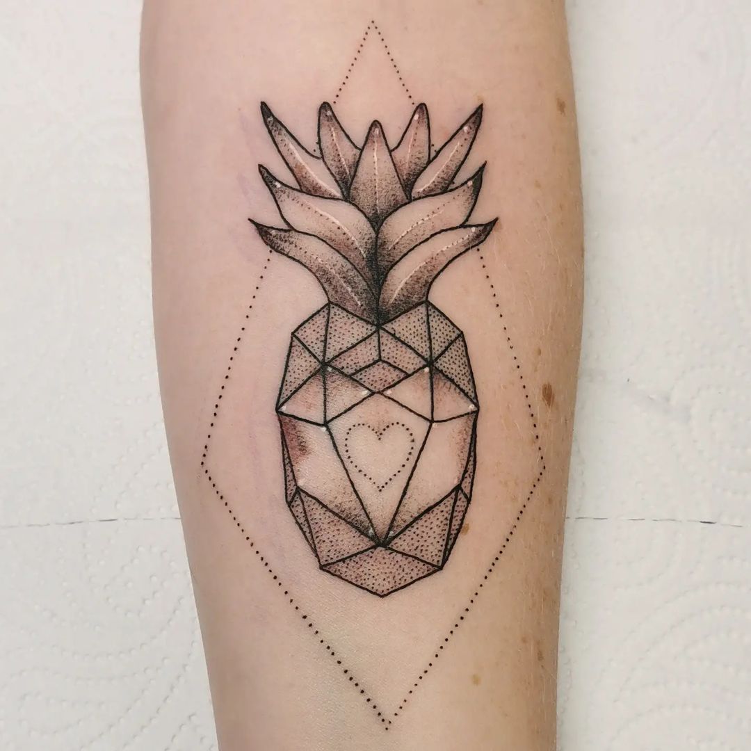 Hexagon shaped pineapple tattoo by @mrs_idolmind_bakes