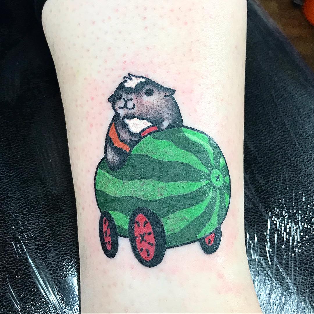 Watermelon cart tattoo by @kawaiikellycobra