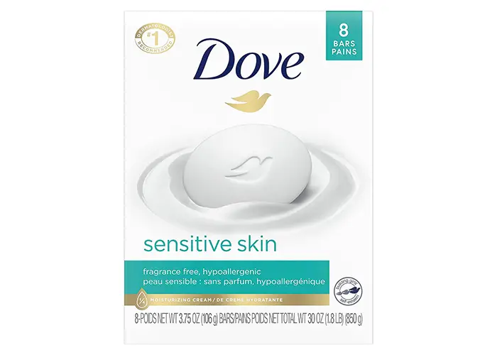Dove Sensitive Skin bar soap.